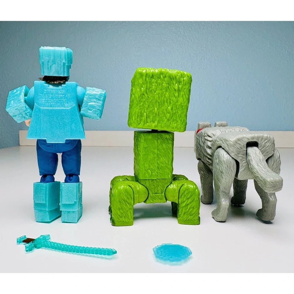 Minecraft Jack Black Steve Creeper Wolf Action Figure Set Mattel gamer